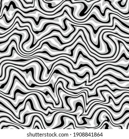 Vector seamless pattern. Endless stylish texture. Pinstripe tillable swatch. Black, grey and white wavy stripes.