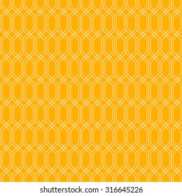 Vector seamless pattern. Endless texture can be used for printing onto fabric and paper or scrap booking. Yellow and white style pattern with hexagon, rhombus and lines.
