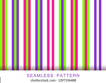 Vector seamless pattern. Endless textures in white plastic pink UFO green and proton purple colors. Bright abstract striped background. Summer colourful trendy fashion positive texture with stripes