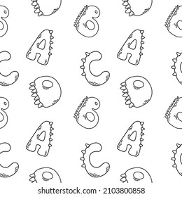 Vector seamless pattern with English letters a, b, c, d. Children’s grading illustration for wrapping paper, stationery, print