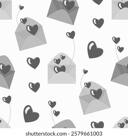 Vector - seamless pattern of envelopes with hearts.