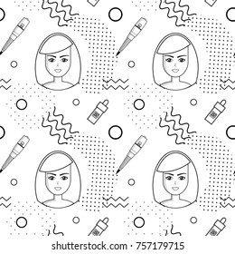 Vector seamless pattern of equipment for permanent make-up. Used for backgrounds on the site, business cards, wallpaper, textiles.