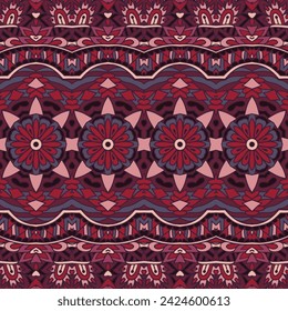 Vector seamless pattern Ethnic geometric rhombus and squares natural color print vintage design. Bohemian style. Boho pattern background