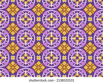 Vector seamless pattern with ethnic ornament. Decorative round motive for printing on textiles. Print in oriental style. 