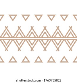 
Vector seamless pattern. Ethnic stripe beige ornament isolated on white background. Modern graphic texture.