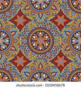 Vector seamless pattern ethnic style background. Vintage decorative texture for wallpapers, backgrounds and page fill. Indian, arabic motive.