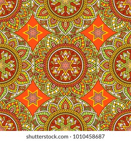 Vector seamless pattern ethnic style background. Vintage decorative texture for wallpapers, backgrounds and page fill. Indian, arabic motive.