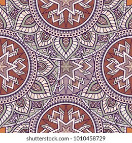 Vector seamless pattern ethnic style background. Vintage decorative texture for wallpapers, backgrounds and page fill. Indian, arabic motive.