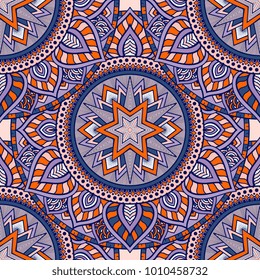 Vector seamless pattern ethnic style background. Vintage decorative texture for wallpapers, backgrounds and page fill. Indian, arabic motive.