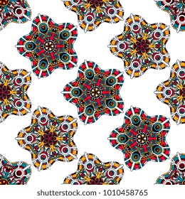 Vector seamless pattern ethnic style background. Vintage decorative texture for wallpapers, backgrounds and page fill. Indian, arabic motive.