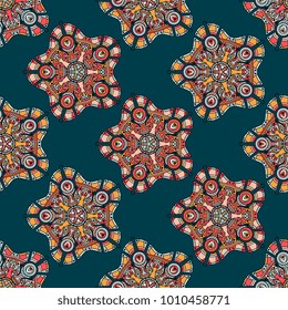 Vector seamless pattern ethnic style background. Vintage decorative texture for wallpapers, backgrounds and page fill. Indian, arabic motive.