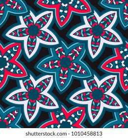 Vector seamless pattern ethnic style background. Vintage decorative texture for wallpapers, backgrounds and page fill. Indian, arabic motive.