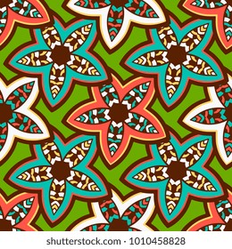 Vector seamless pattern ethnic style background. Vintage decorative texture for wallpapers, backgrounds and page fill. Indian, arabic motive.