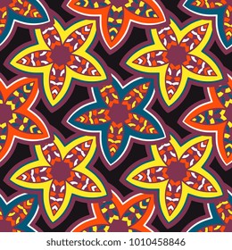 Vector seamless pattern ethnic style background. Vintage decorative texture for wallpapers, backgrounds and page fill. Indian, arabic motive.