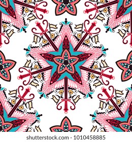 Vector seamless pattern ethnic style background. Vintage decorative texture for wallpapers, backgrounds and page fill. Indian, arabic motive.