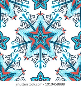 Vector seamless pattern ethnic style background. Vintage decorative texture for wallpapers, backgrounds and page fill. Indian, arabic motive.