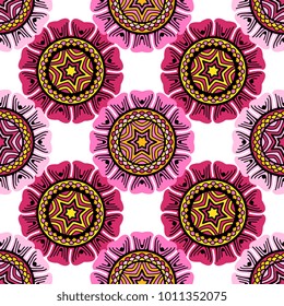 Vector seamless pattern ethnic style background. Vintage decorative texture for wallpapers, backgrounds and page fill. Indian, arabic motive.