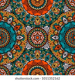 Vector seamless pattern ethnic style background. Vintage decorative texture for wallpapers, backgrounds and page fill. Indian, arabic motive.
