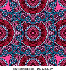 Vector seamless pattern ethnic style background. Vintage decorative texture for wallpapers, backgrounds and page fill. Indian, arabic motive.