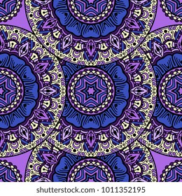 Vector seamless pattern ethnic style background. Vintage decorative texture for wallpapers, backgrounds and page fill. Indian, arabic motive.