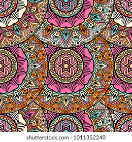 Vector seamless pattern ethnic style background. Vintage decorative texture for wallpapers, backgrounds and page fill. Indian, arabic motive.
