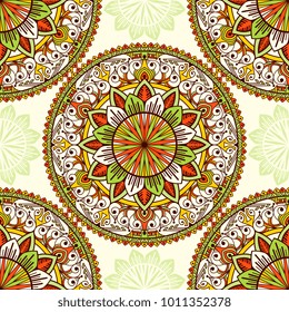 Vector seamless pattern ethnic style background. Vintage decorative texture for wallpapers, backgrounds and page fill. Indian, arabic motive.