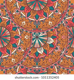 Vector seamless pattern ethnic style background. Vintage decorative texture for wallpapers, backgrounds and page fill. Indian, arabic motive.
