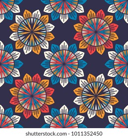 Vector seamless pattern ethnic style background. Vintage decorative texture for wallpapers, backgrounds and page fill. Indian, arabic motive.