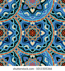 Vector seamless pattern ethnic style background. Vintage decorative texture for wallpapers, backgrounds and page fill. Indian, arabic motive.