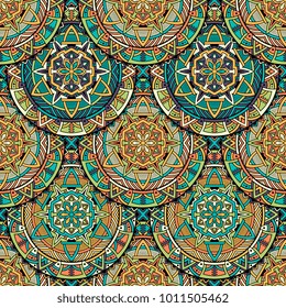 Vector seamless pattern ethnic style background. Vintage decorative texture for wallpapers, backgrounds and page fill. Indian, arabic motive.