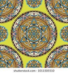 Vector seamless pattern ethnic style background. Vintage decorative texture for wallpapers, backgrounds and page fill. Indian, arabic motive.