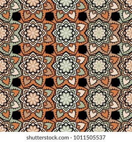 Vector seamless pattern ethnic style background. Vintage decorative texture for wallpapers, backgrounds and page fill. Indian, arabic motive.