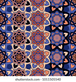 Vector seamless pattern ethnic style background. Vintage decorative texture for wallpapers, backgrounds and page fill. Indian, arabic motive.