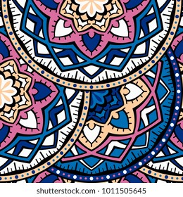 Vector seamless pattern ethnic style background. Vintage decorative texture for wallpapers, backgrounds and page fill. Indian, arabic motive.