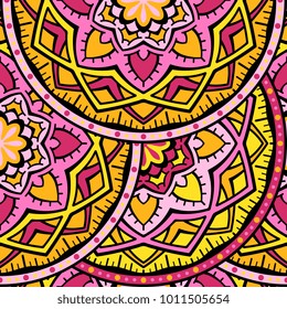 Vector seamless pattern ethnic style background. Vintage decorative texture for wallpapers, backgrounds and page fill. Indian, arabic motive.