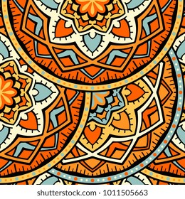 Vector seamless pattern ethnic style background. Vintage decorative texture for wallpapers, backgrounds and page fill. Indian, arabic motive.