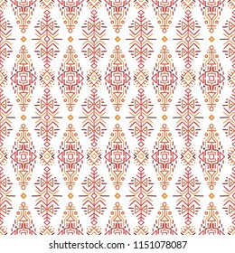 Vector Seamless Pattern in Ethnic Style. Creative tribal endless ornament, perfect for textile design, wrapping paper, wallpaper or site background. Trendy hand drawn boho tile.