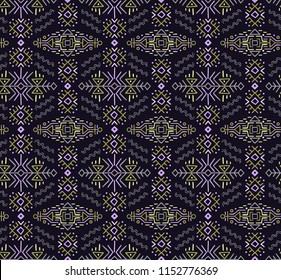 Vector Seamless Pattern in Ethnic Style. Creative tribal endless ornament, perfect for textile design, wrapping paper, wallpaper or site background. Trendy hand drawn boho tile.