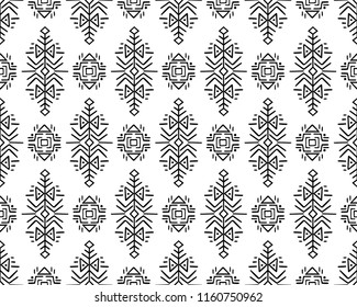 Vector Seamless Pattern in Ethnic Style. Creative tribal endless ornament, perfect for textile design, wrapping paper, wallpaper or site background. Trendy hand drawn boho tile.
