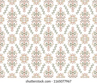 Vector Seamless Pattern in Ethnic Style. Creative tribal endless ornament, perfect for textile design, wrapping paper, wallpaper or site background. Trendy hand drawn boho tile.
