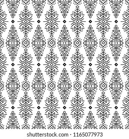 Vector Seamless Pattern in Ethnic Style. Creative tribal endless ornament, perfect for textile design, wrapping paper, wallpaper or site background. Trendy hand drawn boho tile.