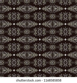 Vector Seamless Pattern in Ethnic Style. Creative tribal endless ornament, perfect for textile design, wrapping paper, wallpaper or site background. Trendy hand drawn boho tile.