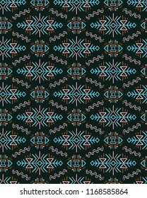 Vector Seamless Pattern in Ethnic Style. Creative tribal endless ornament, perfect for textile design, wrapping paper, wallpaper or site background. Trendy hand drawn boho tile.