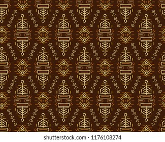 Vector Seamless Pattern in Ethnic Style. Creative tribal endless ornament, perfect for textile design, wrapping paper, wallpaper or site background. Trendy hand drawn boho tile.