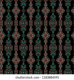 Vector Seamless Pattern in Ethnic Style. Creative tribal endless ornament, perfect for textile design, wrapping paper, wallpaper or site background. Trendy hand drawn boho tile.