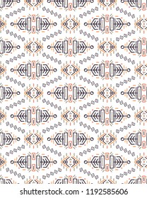 Vector Seamless Pattern in Ethnic Style. Creative tribal endless ornament, perfect for textile design, wrapping paper, wallpaper or site background. Trendy hand drawn boho tile.