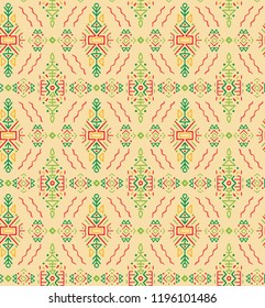 Vector Seamless Pattern in Ethnic Style. Creative tribal endless ornament, perfect for textile design, wrapping paper, wallpaper or site background. Trendy hand drawn boho tile.