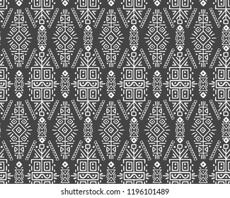 Vector Seamless Pattern in Ethnic Style. Creative tribal endless ornament, perfect for textile design, wrapping paper, wallpaper or site background. Trendy hand drawn boho tile.