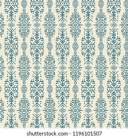 Vector Seamless Pattern in Ethnic Style. Creative tribal endless ornament, perfect for textile design, wrapping paper, wallpaper or site background. Trendy hand drawn boho tile.