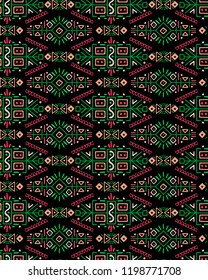 Vector Seamless Pattern in Ethnic Style. Creative tribal endless ornament, perfect for textile design, wrapping paper, wallpaper or site background. Trendy hand drawn boho tile.